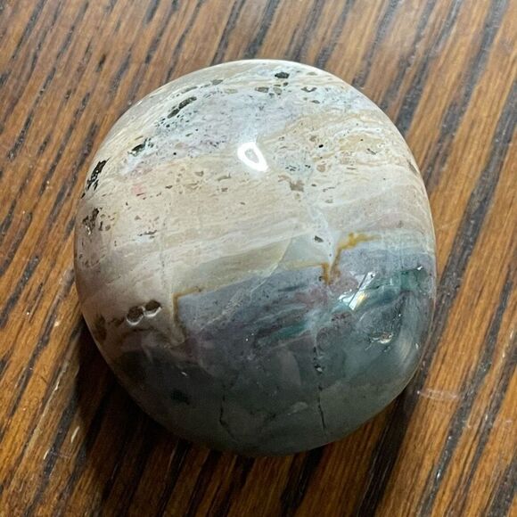 Ocean Jasper palm stone crystal natural druzy white yellow red banding banded gr - Picture 2 of 9